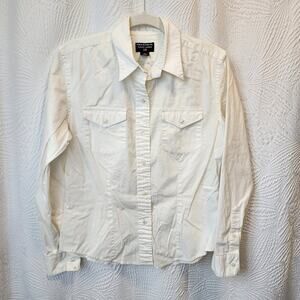 Polo Ralph Lauren White Button-Up M 20" Pit 19" Sleeve Cotton Blend